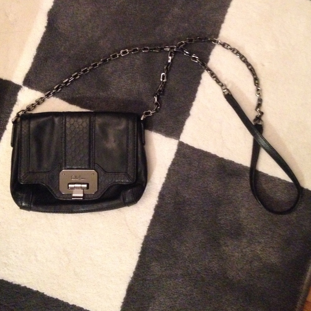 Cole Haan black leather crossover satchel
